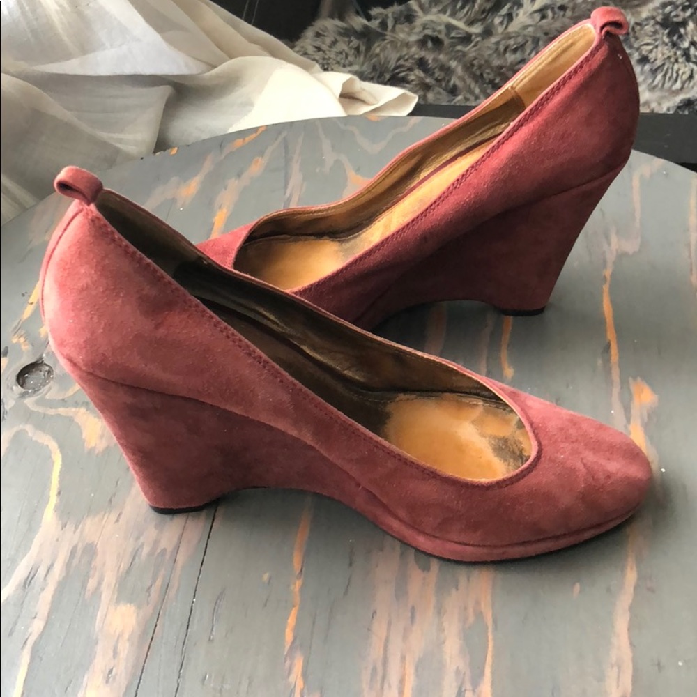 Coach suede wedge heels, burgundy, size 8.5 - Picture 3 of 6